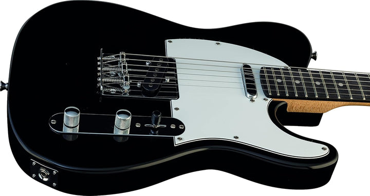 EKO VT-380 Black, Elektro-Gitarre, Form Tele, Schwarz und Weiss