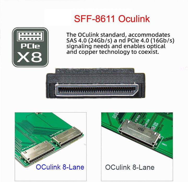 Xiwai OCULINK SFF-8611 8I PCIE PCI-EXPRESS an SFF-8654 8i 8x Erweiterungskabel Slimline-Daten aktive
