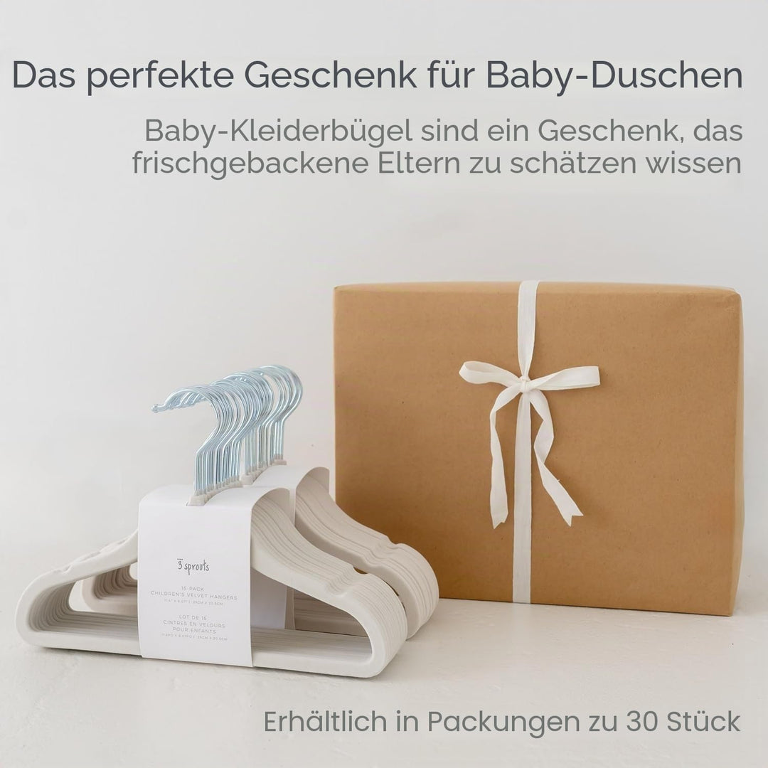 3 Sprouts Kinder Kleiderbügel aus Samt - rutschfest & Robust - Ideal für Baby- & Kleinkinderkleidung