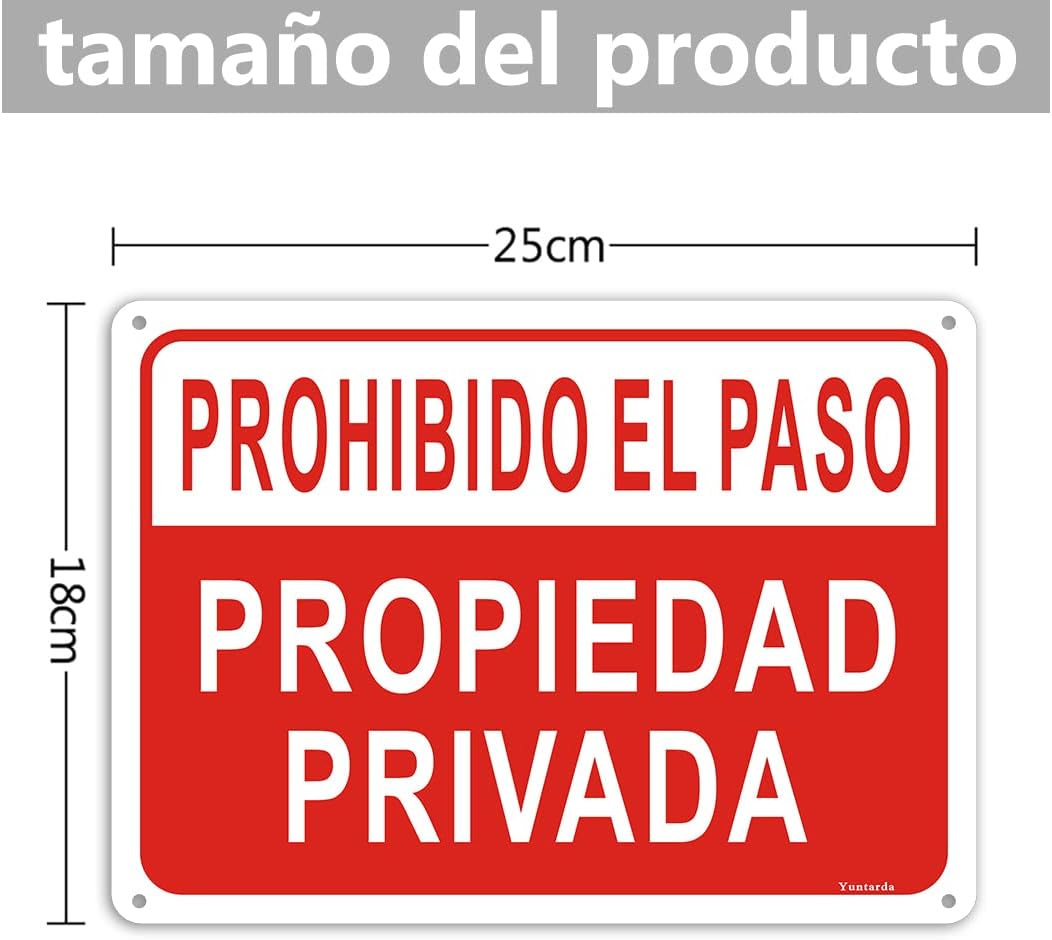 2X Señal De Prohibido El Paso Propiedad Privada, 18X25 cm 2 piezas