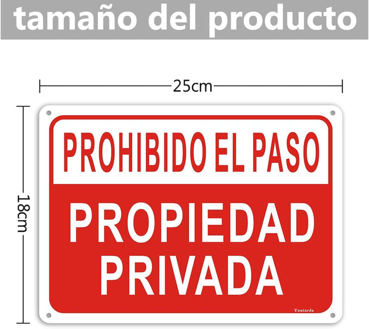 2X Señal De Prohibido El Paso Propiedad Privada, 18X25 cm 2 piezas