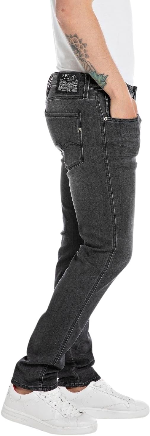 Replay Herren Jeans Anbass Slim-Fit mit Power Stretch 36W / 30L Dark Grey 097-1, 36W / 30L Dark Grey