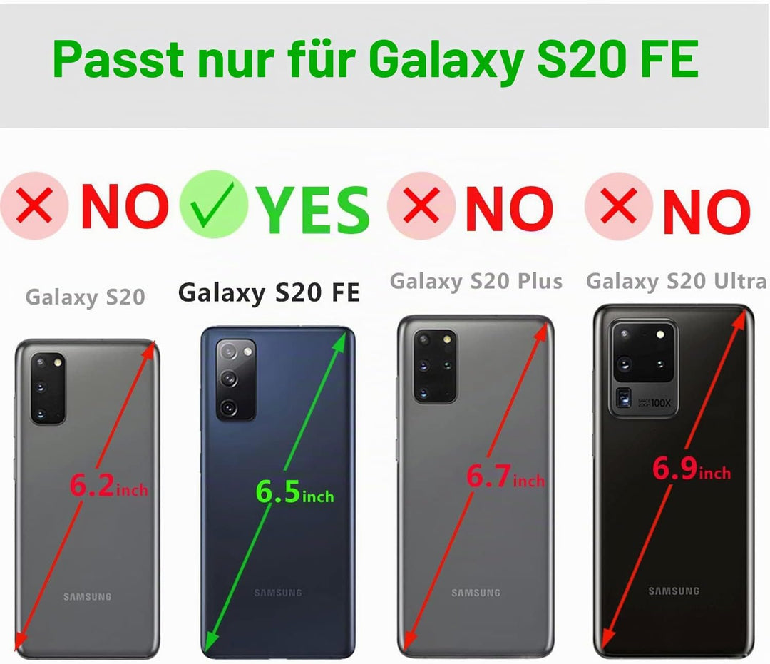 LENSUN Echtleder Hülle für Samsung Galaxy S20 FE 4G/5G, Handyhülle [Echtes Leder] [Magnetverschluss]