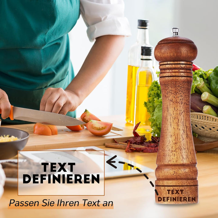 Personalisierte Salz und Pfeffermühle Holz Set Angefertigt Manuelle Salzmühle mit Text Name Holz Müh