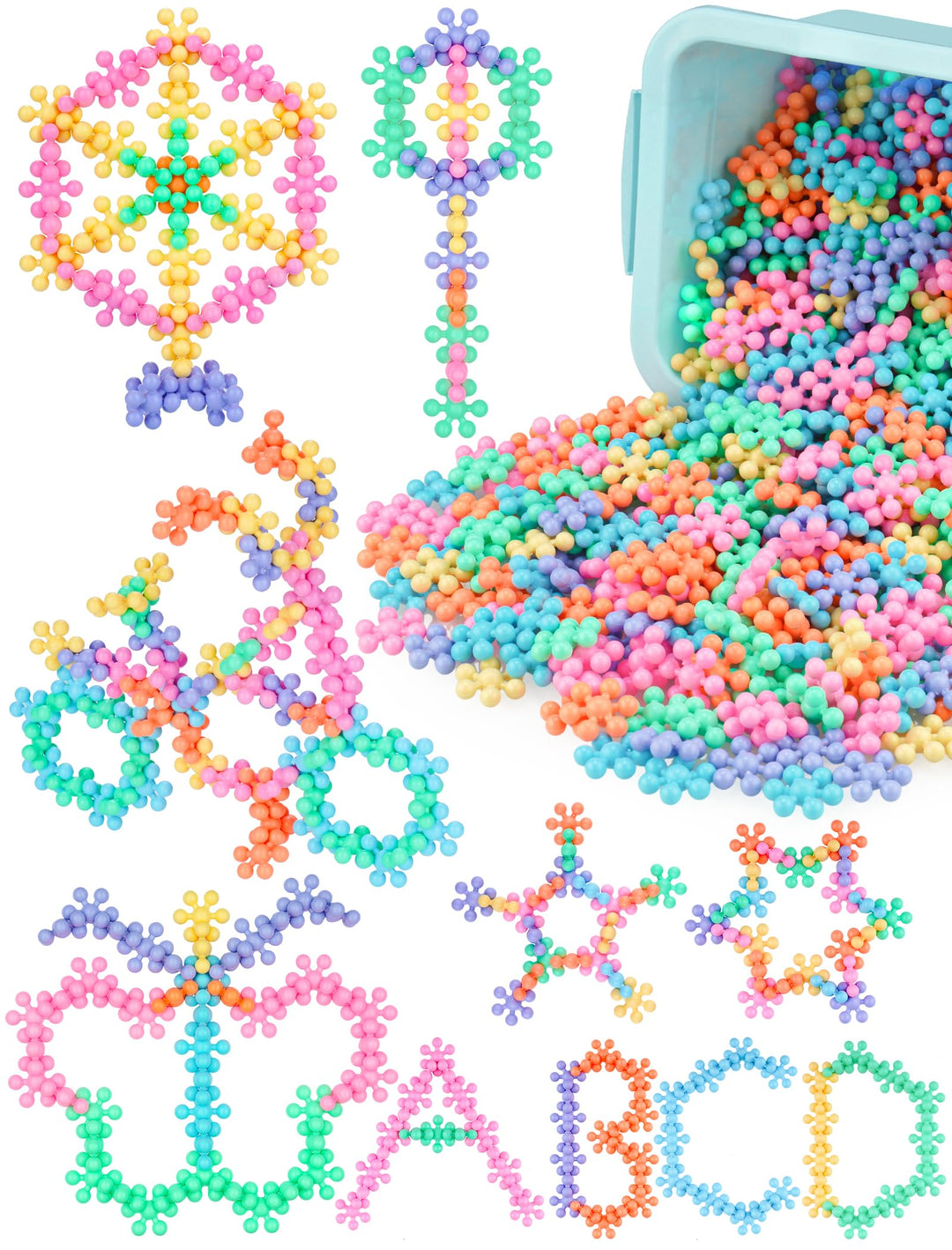 600PCS Interlocking Snowflake Building Block Toy (Macaron Colors) 600PCS Macaron-farben, 600PCS Maca