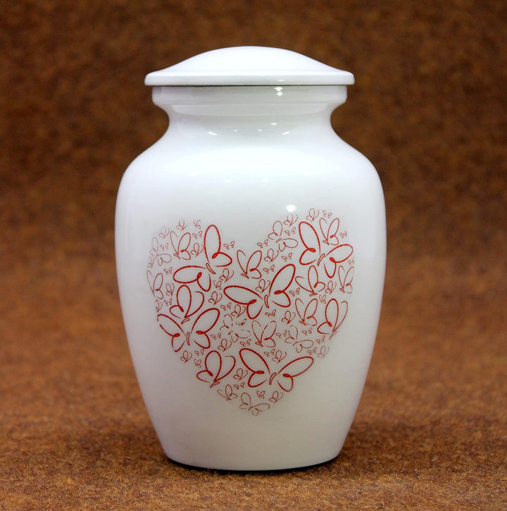 eSplanade Metall-Urnen-Gedenkglas-Behälter (weisser Druck), Weisser Druck