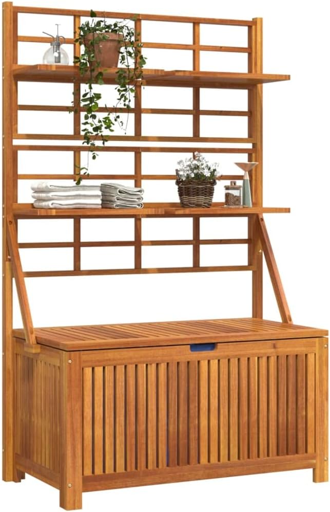 vidaXL Truhe mit Rankgitter Aufbewahrungsbox Auflagenbox Gartenbox Blumenregal Rankhilfe Gartentruhe