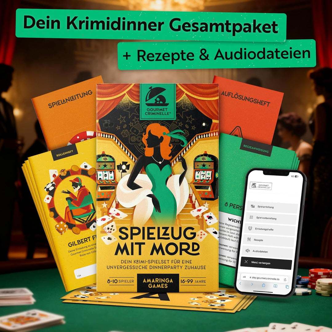 Gourmet Criminelle® Krimidinner für zuhause | 8 bis 10 Personen | Mysteriöser Mordfall für Deine Din