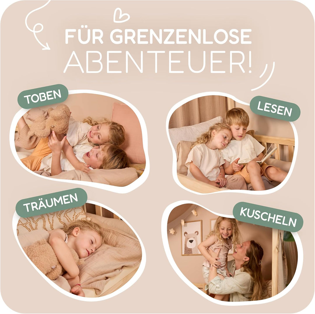 Mooskind Hausbett Himmel – Aus weichem Musselin in 7 Farben – 100% Bio-Baumwolle – Traumhafte Hausbe