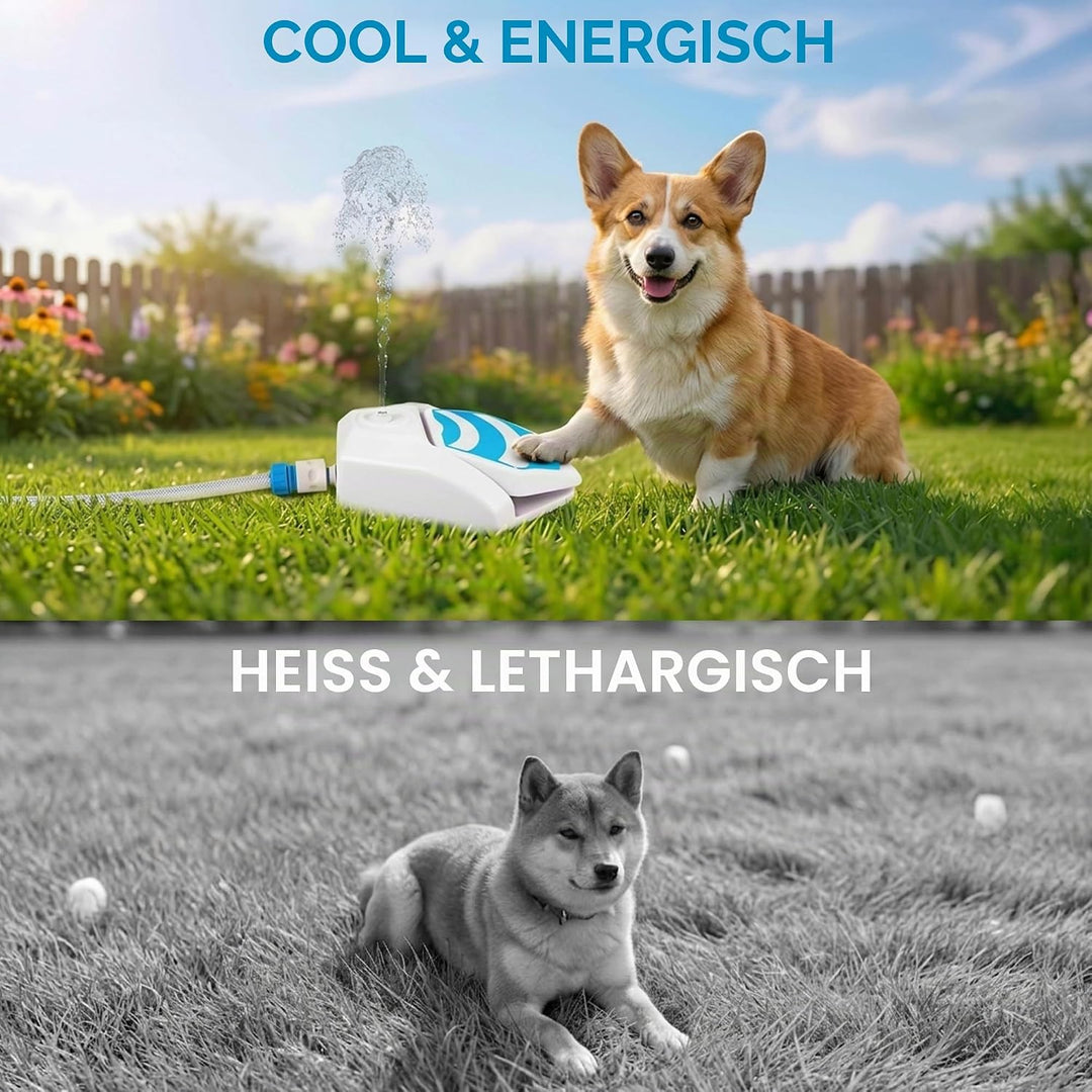 ALL FOR PAWS Hunde Trinkbrunnen Outdoor - Automatischer Wasserspender mit Sprinkler für Hunde, Hydra