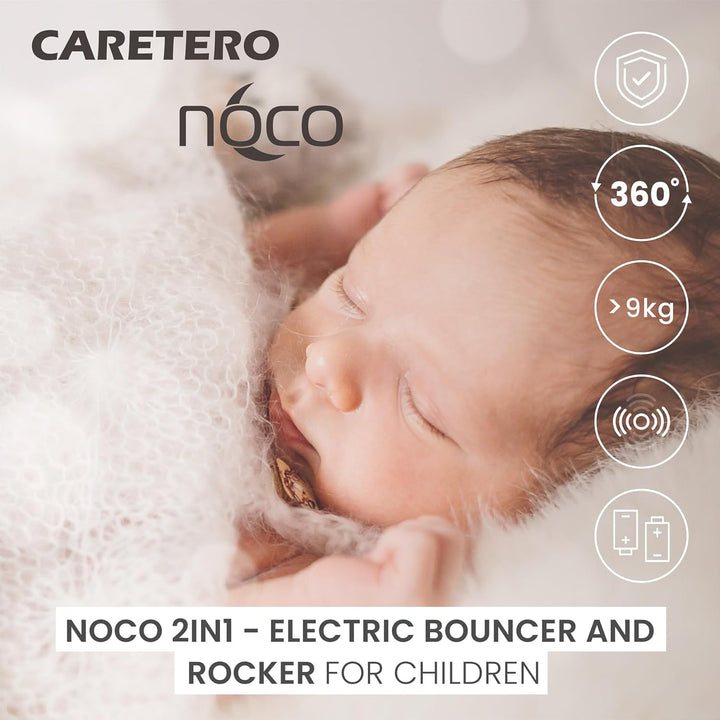 CARETERO - NOCO Baby Rocker - für Babys 0-12 Monate - mit Musik, 360° Drehsitz, verstellbarer Rücken