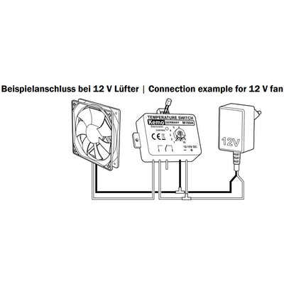 Kemo M169A einstellbarer elektronischer Temperaturschalter Thermostat 12 V/DC. Temperaturschaltberei