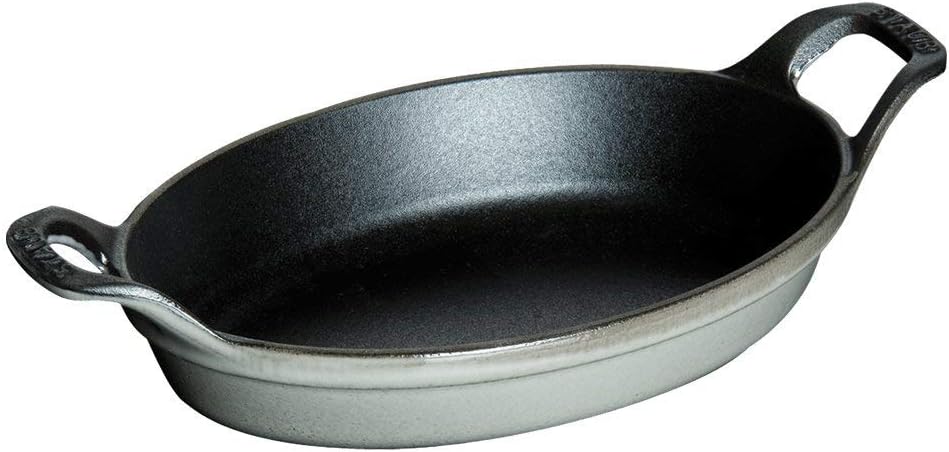 STAUB Auflaufform oval, Induktionsgeeignet, Gusseisen, Graphitgrau, 24 cm x 18cm Graphitgrau 30.5 x