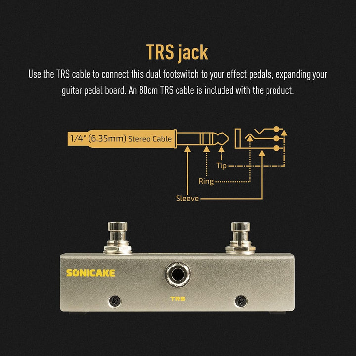 SONICAKE Dual Footswitch Pedal 2-Way Pedal 6.35mm Momentary Footswitch Controller mit TRS Kabel