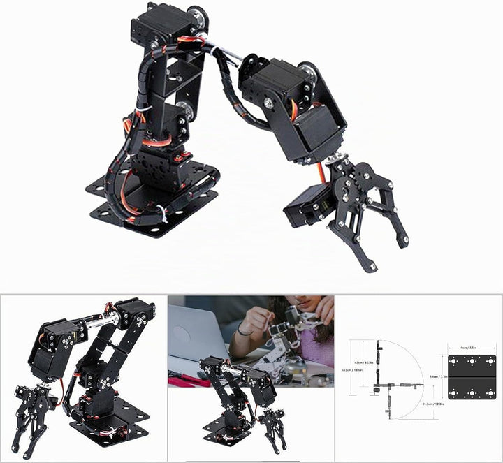 6DOF Roboter Mechanischer Arm, Aluminium Roboterarm Mechanische Roboter Klemmklauen Kits, DOF Manipu