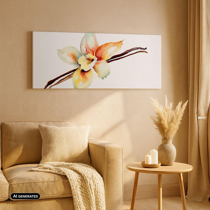 Panorama Bilder auf Leinwand 100x40cm Leinwandbild Vanille Gewürz Blume Pflanze Gross Wanddeko Bild