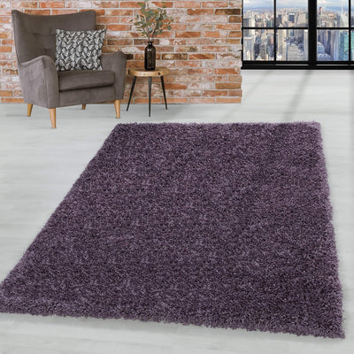 HomebyHome Teppich Wohnzimmer Shaggy Hochflor Violett Schmutzabweisend 300x400 cm Gross Einfarbig -