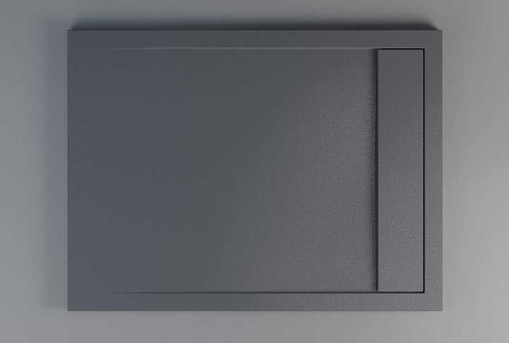 BERNSTEIN Duschtasse 90x120 cm Anthrazit Matt Flache Bauhöhe, Duschwanne aus Mineralguss, Rechteckig