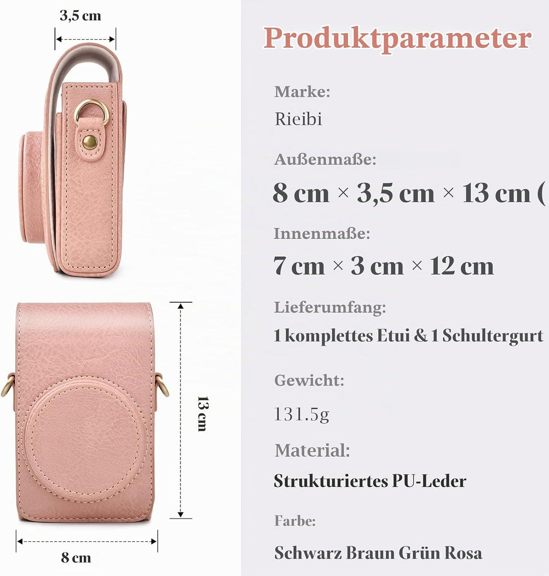 Rieibi Kameratasche für Sony RX100-Serie – Retro-Ledertasche für Sony ZV1F/ZV1/Ricoh GR IIIx/Ricoh G