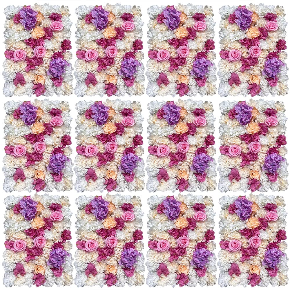 Fetcoi 12x Künstliche Blumen 40x60CM Künstliche Blumenwand Rosenwand Deko Für Hochzeit Party, Bühnen