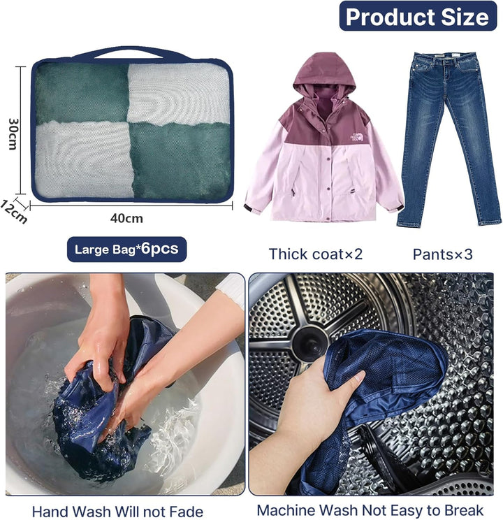 Grosse Packwürfel, 6 Stück, 40 x 30 x 12 cm, gleiche Grösse, Koffer-Organizer, 6 Stück, Reisetaschen