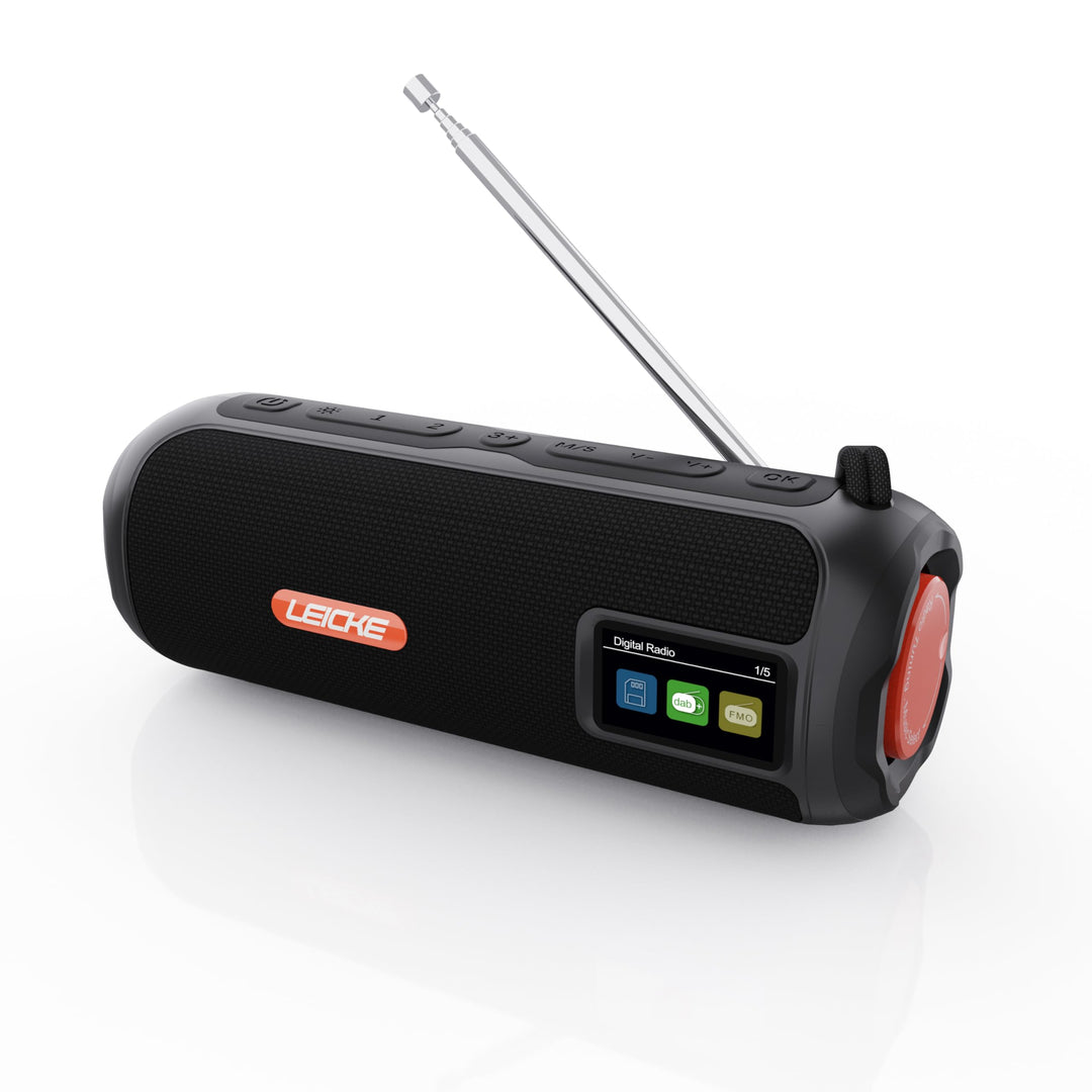 LEICKE DAB+ Radio Tube - Tragbarer Bluetooth Lautsprecher mit DAB+/FM, 4500mAh Akku, RGB-LED Lichter