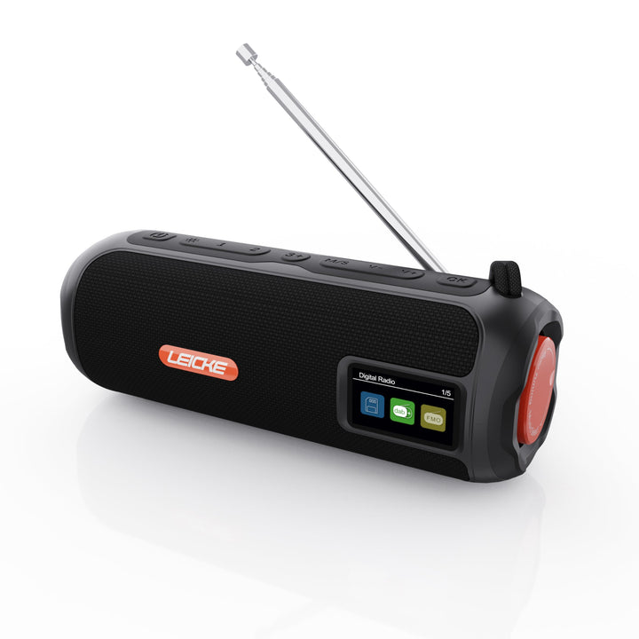 LEICKE DAB+ Radio Tube - Tragbarer Bluetooth Lautsprecher mit DAB+/FM, 4500mAh Akku, RGB-LED Lichter