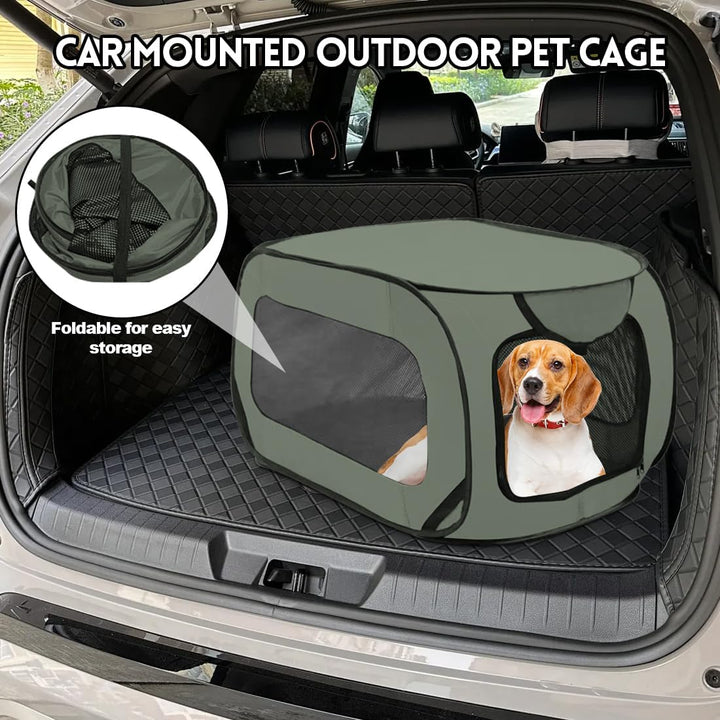 Faltbare Hunde Transportbox 92x52x52 cm - Doppeltürig & Sicher für Autoreisen,Belüftetes Pop-Up Desi