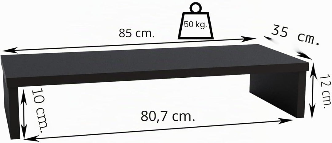 Henor TV-Ständer aus FSC® Holz, TV-Bildschirmerhöhung, 85 x 35 x 12 cm, Tragkraft 50 kg, Graphit 85x