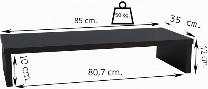 Henor TV-Ständer aus FSC® Holz, TV-Bildschirmerhöhung, 85 x 35 x 12 cm, Tragkraft 50 kg, Graphit 85x