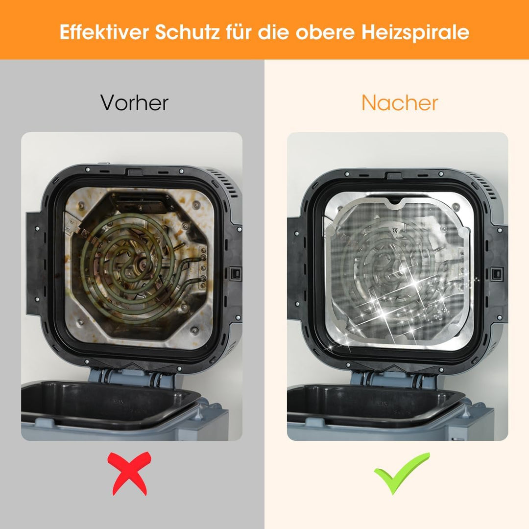 AIEVE Edelstahl Spritzschutz Feinmaschiger Fettspritzschutz kompatibel mit COSORI XXL 4,7 L und Ninj