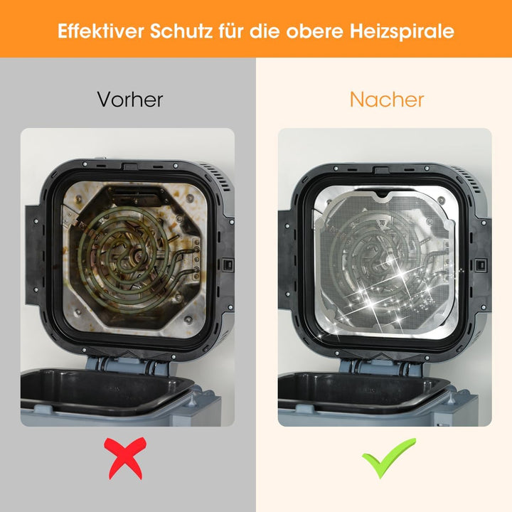 AIEVE Edelstahl Spritzschutz Feinmaschiger Fettspritzschutz kompatibel mit COSORI XXL 4,7 L und Ninj