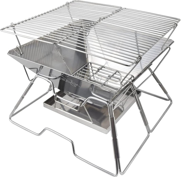 Tentock Tragbarer Holzkohlegrill Picknickgrill Camping Klappgrill Edelstahl, Outdoor Flatbarer BBQ G