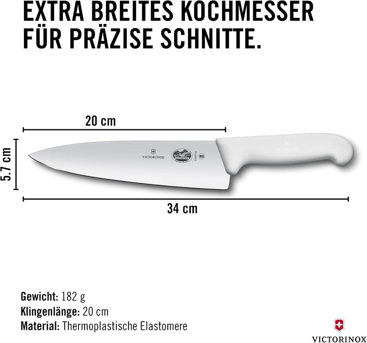 Victorinox Fibrox Kochmesser, Breites Universalmesser für Fleisch, Fisch, Gemüse und Kräuter, 20 cm,