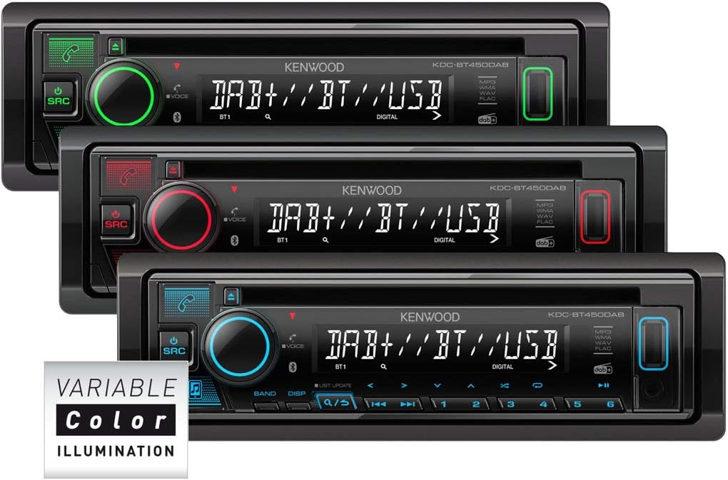 Kenwood KDC-BT450DAB 1-DIN DAB Autoradio Bluetooth CD USB AUX Einbauset passend für Seat Ibiza IV Ib