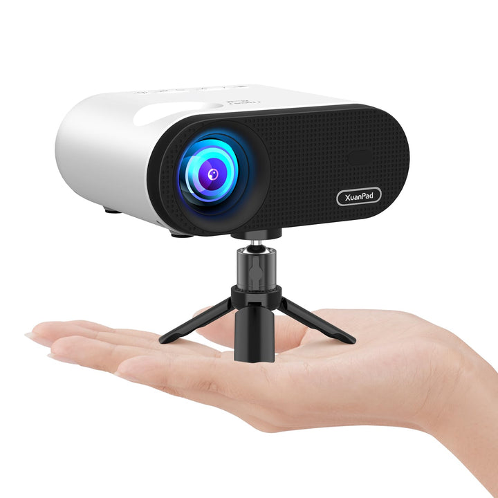 Mini Beamer WiFi Bluetooth, XuanPad 20000L Beamer Klein mit Stativ unterstützt Full HD 1080P, 50% Zo