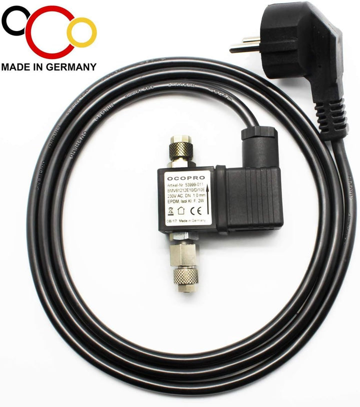 OCOPRO CO2 Nachtabschaltung Magnetventil für Aquarien mit 1,6m Kabel Made in Germany