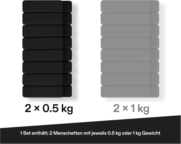 Gewichtsmanschetten aus Silikon (2x0,5 kg oder 2x1 kg) – Knöchelgewichte & Handgelenkgewichte für Fi