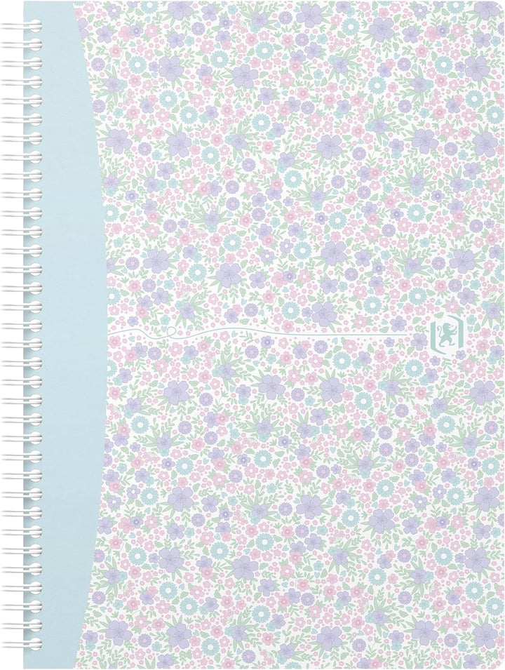 Oxford Spiralbuch B5, kariert, 60 Blatt, Floral, 4 Blumen-Motive, 5 Stück, kariert