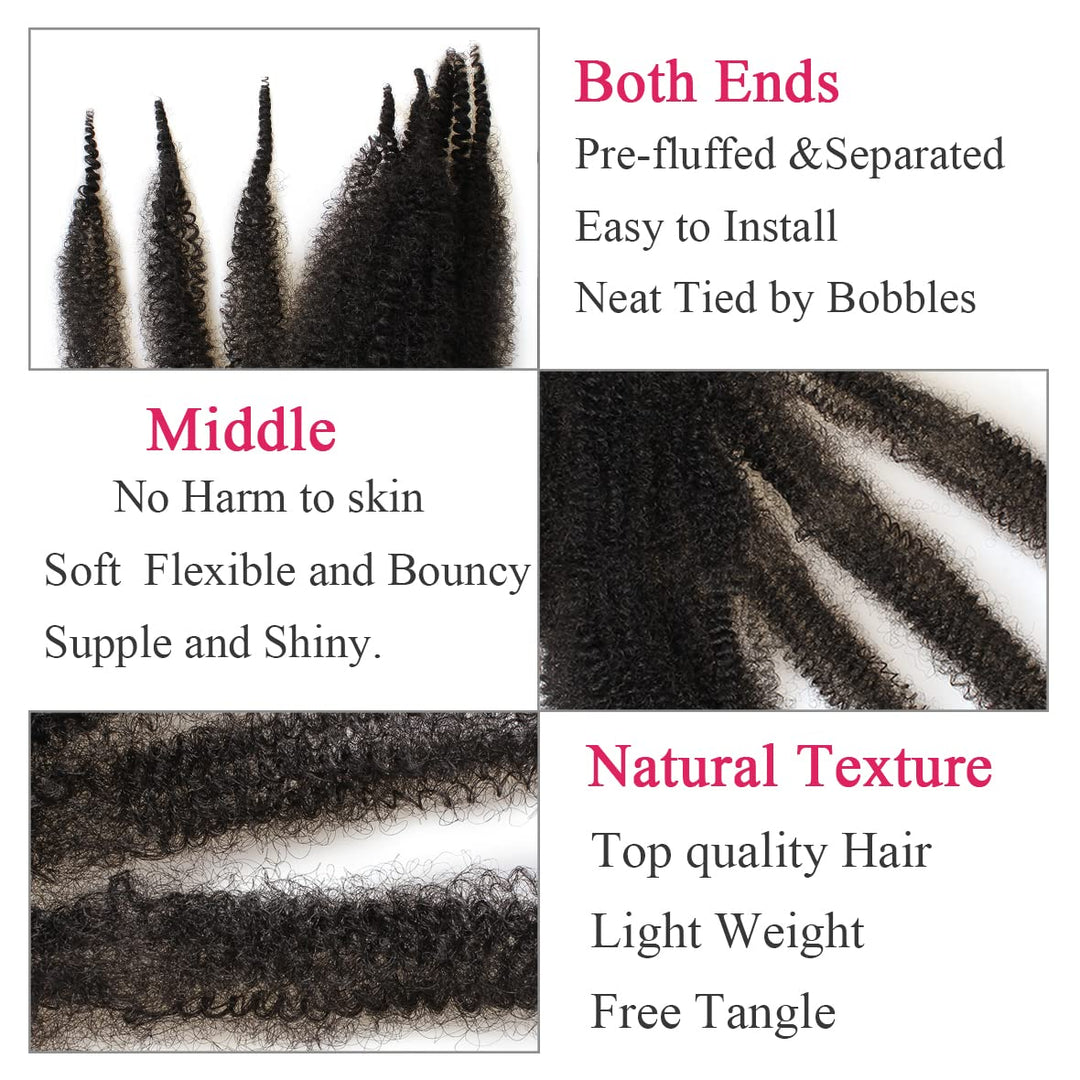 Leeven 8 Zoll Springy Twist Hair for Afro Marley Locs 3 Packs Afro Kinky Curly Marley Braiding Hair