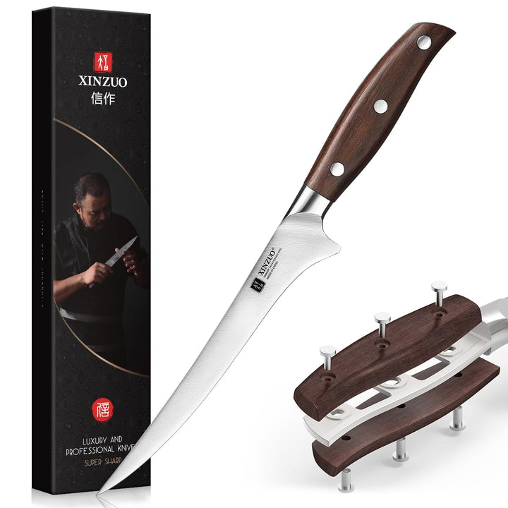 XINZUO 18,1cm Filetiermesser Deutschem 1.4116 Edelstahl,Profi Fischmesser Kochmesser,Multifunktions