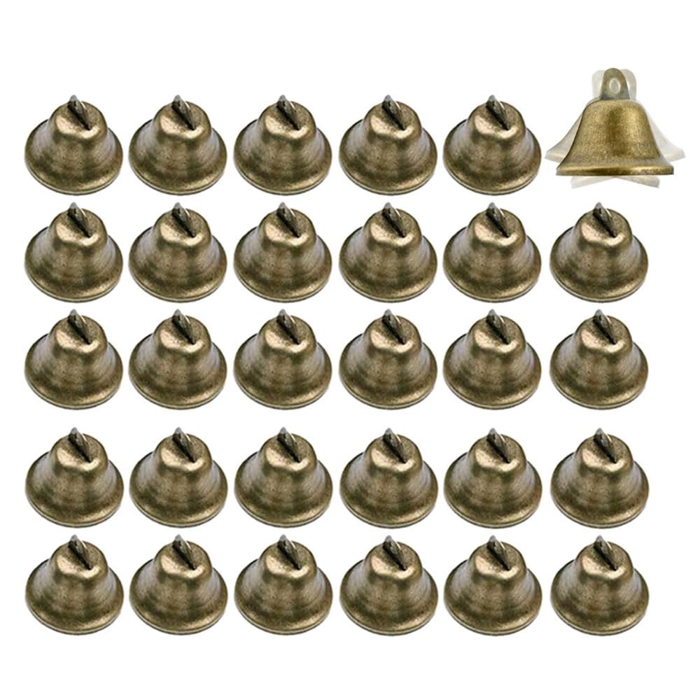 30 Stück 38 mm Mini Vintage Bronze Glocken für Windspiele, Weihnachtsglocken, etc