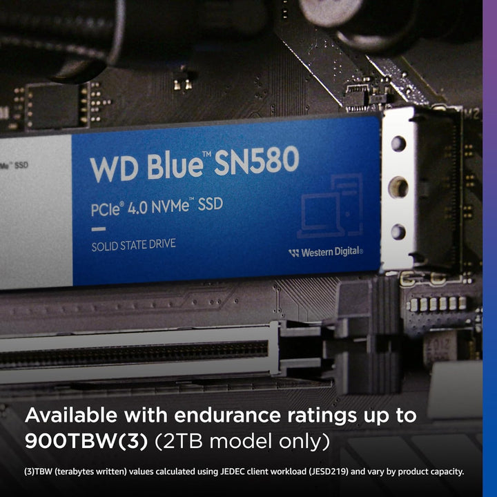 WD Blue SN580 NVMe SSD 2 TB (PCIe Gen4 x4, bis zu 4.150 MB/s Lesen, M.2 2280, nCache 4.0-Technologie