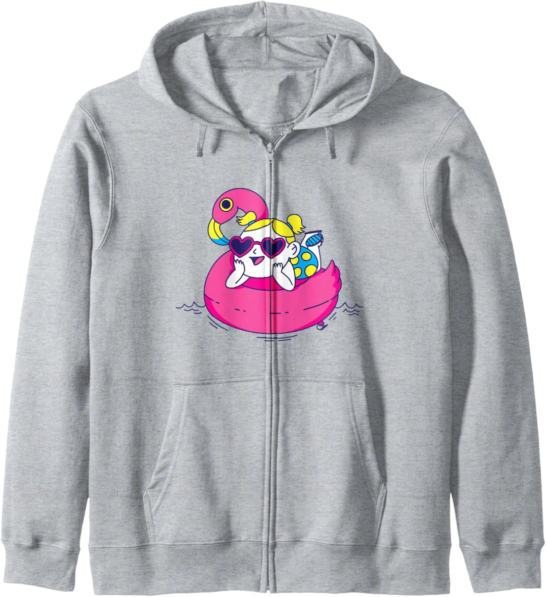 Mädchen in Flamingo Float Summer Pool Kapuzenjacke