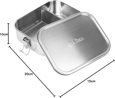 Tatonka Edelstahl Brotdose Lunch Box 2 Lock (800 ml / 1000ml) - Brotbox mit Unterteilung und Bügelve