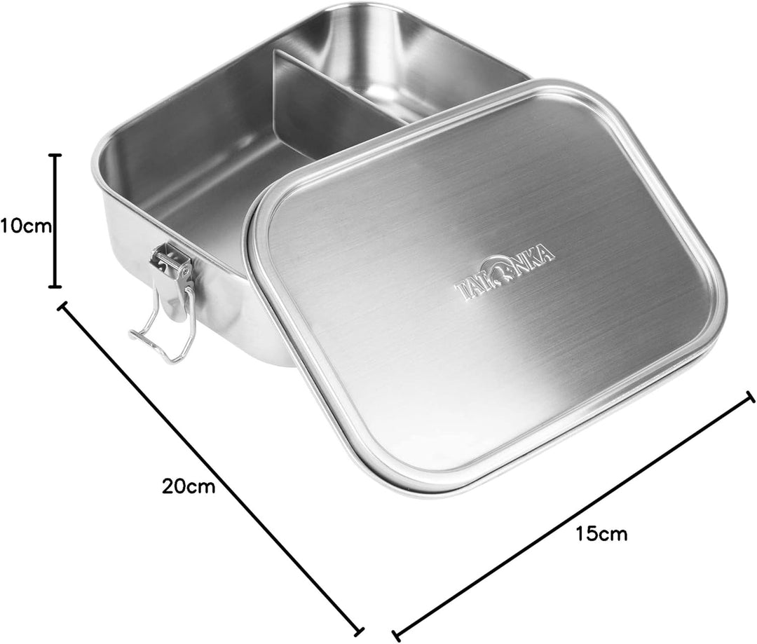 Tatonka Edelstahl Brotdose Lunch Box 2 Lock (800 ml / 1000ml) - Brotbox mit Unterteilung und Bügelve