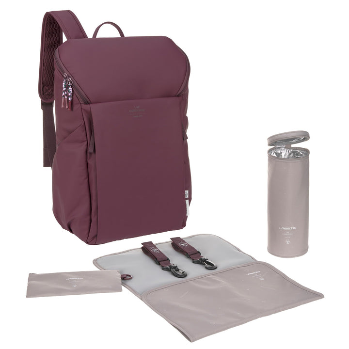 LÄSSIG Baby Wickelrucksack mit Wickelunterlage, Kinderwagenbefestigung und Flaschenhalter/GRE Slende