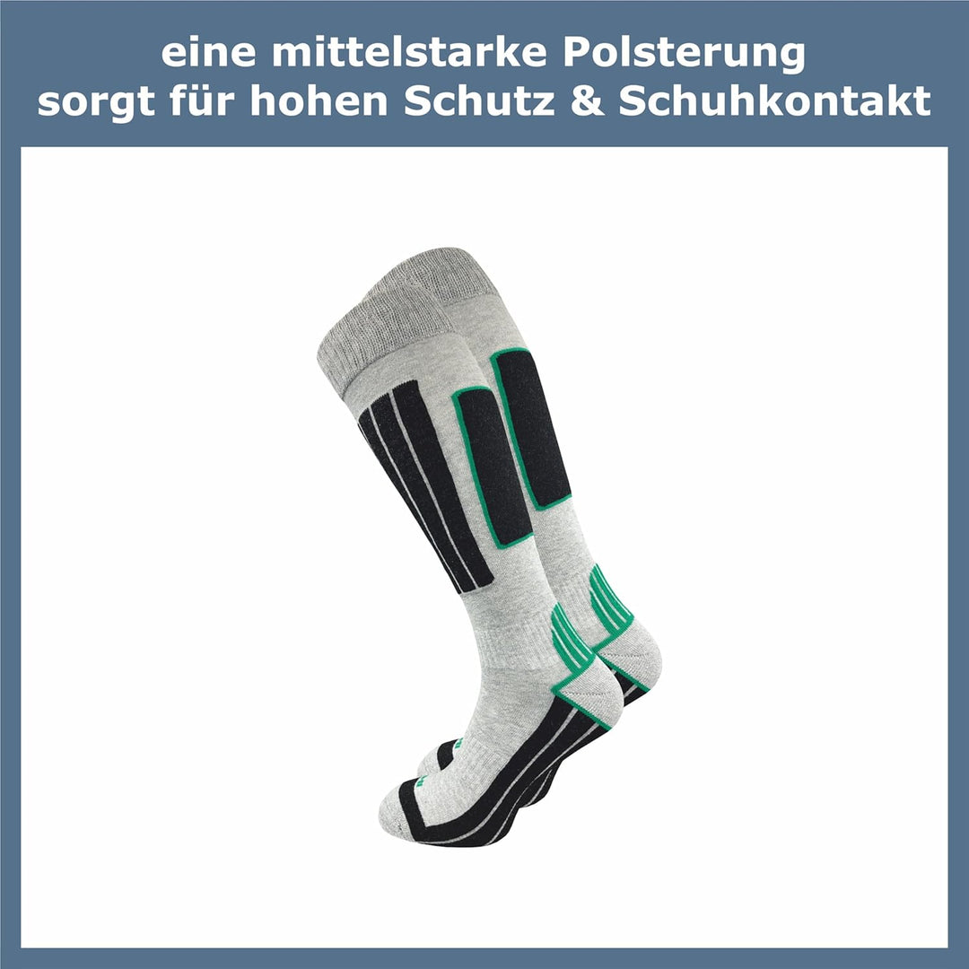 GAWILO Herren Skisocken mit Polsterung (4er-Pack) 20% wärmende Wolle 43-46 hellgrau, 43-46 hellgrau