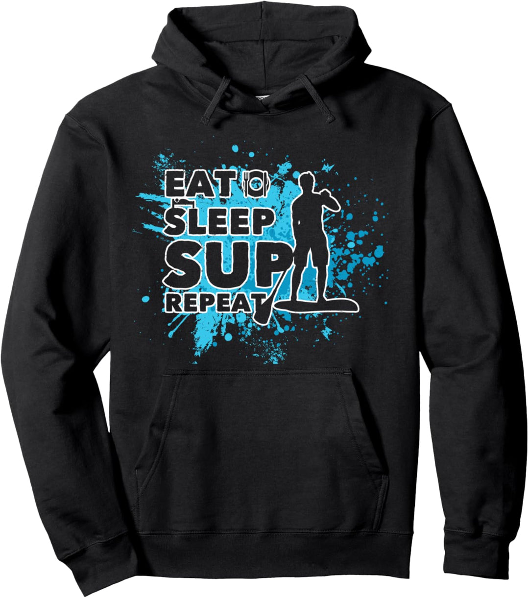 Eat. Sleep. SUP. Repeat | Stand-Up Paddling iSUP Board Natur Pullover Hoodie