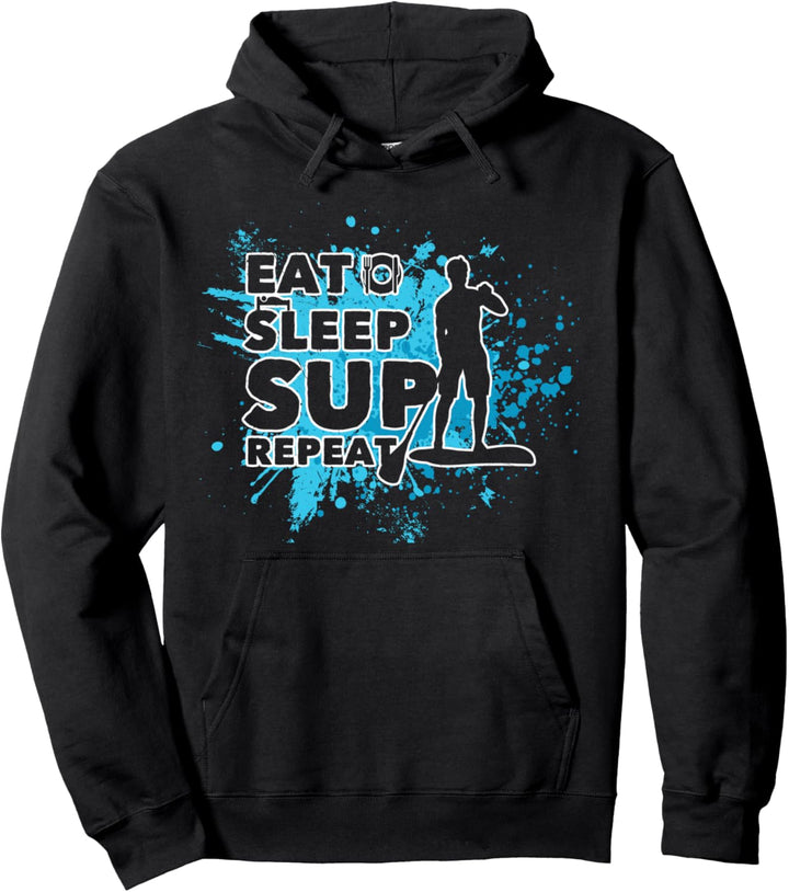 Eat. Sleep. SUP. Repeat | Stand-Up Paddling iSUP Board Natur Pullover Hoodie